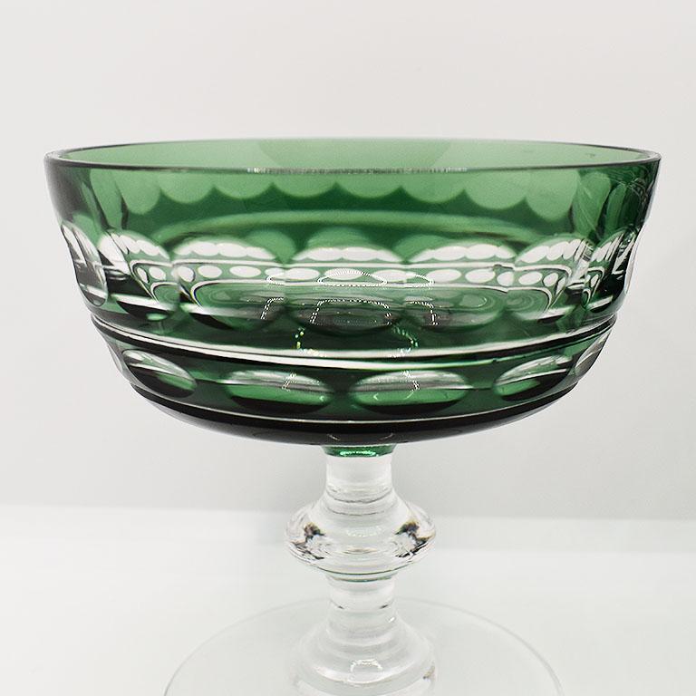 Exquisite pair of cut to clear emerald glasses after Baccarat. This set will be a beautiful addition to any bar or dinner party. 

Dimensions:
3.75