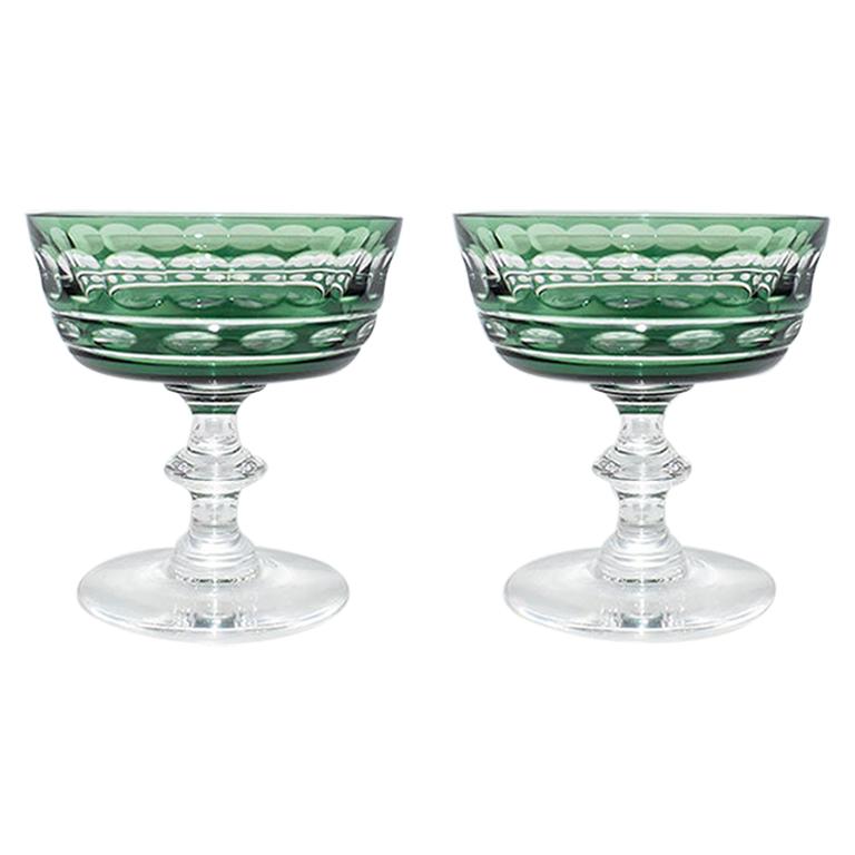 Emerald Cut to Clear Cocktail Glasses After Baccarat, a Pair