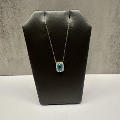 Emerald Cut Topaz Diamond Necklace 10K Yellow Gold 18.25in New