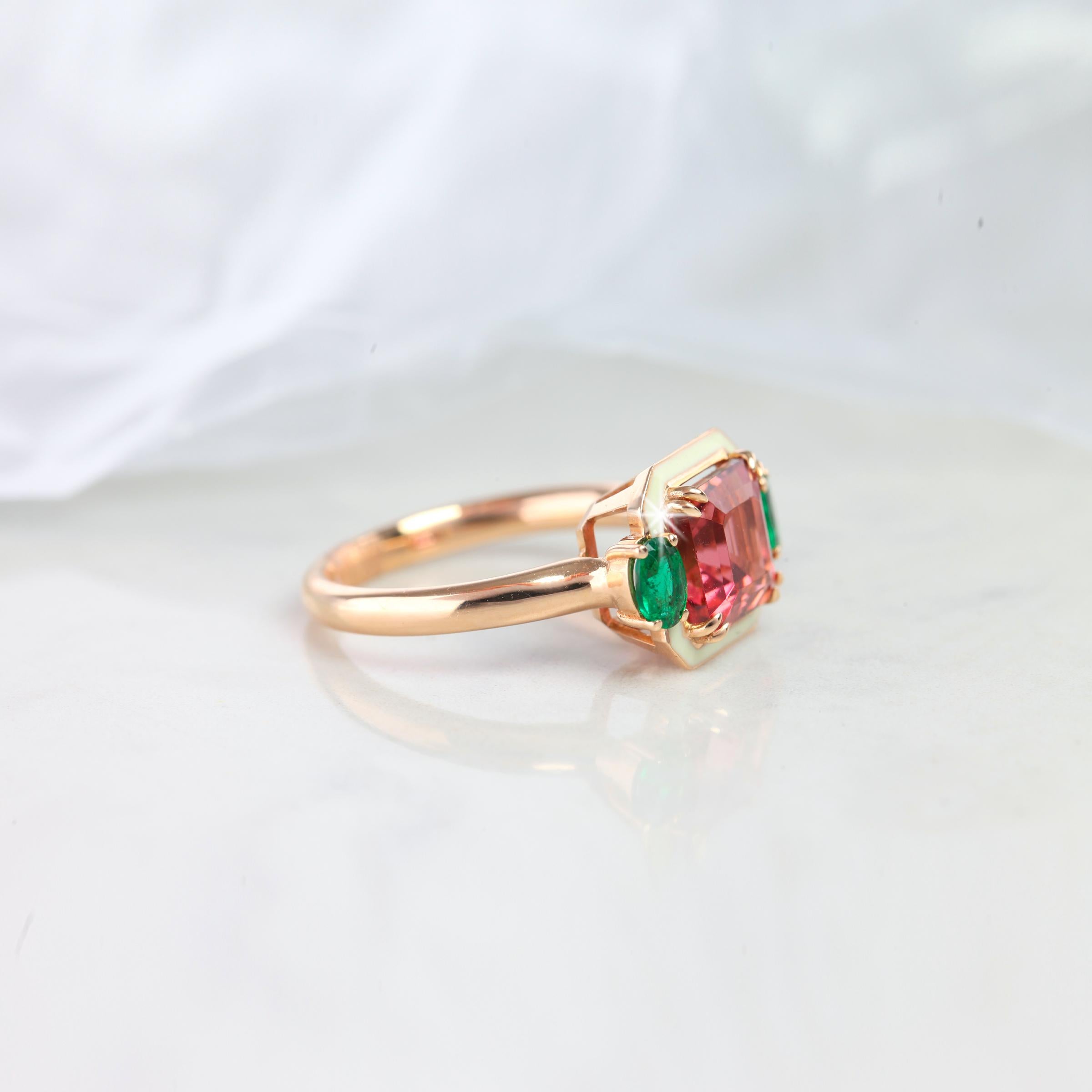 Emerald Cut Tourmaline Ring, Tourmaline and Emerald Fancy Ring - Tourmaline Ring, Emerald Cut Tourmaline Ring, Tourmaline and Emerald Fancy Ring,

Emerald Cut Tourmaline and Oval Cut Emerald Fancy Ring with 14K Solid Rose Gold created by hands with