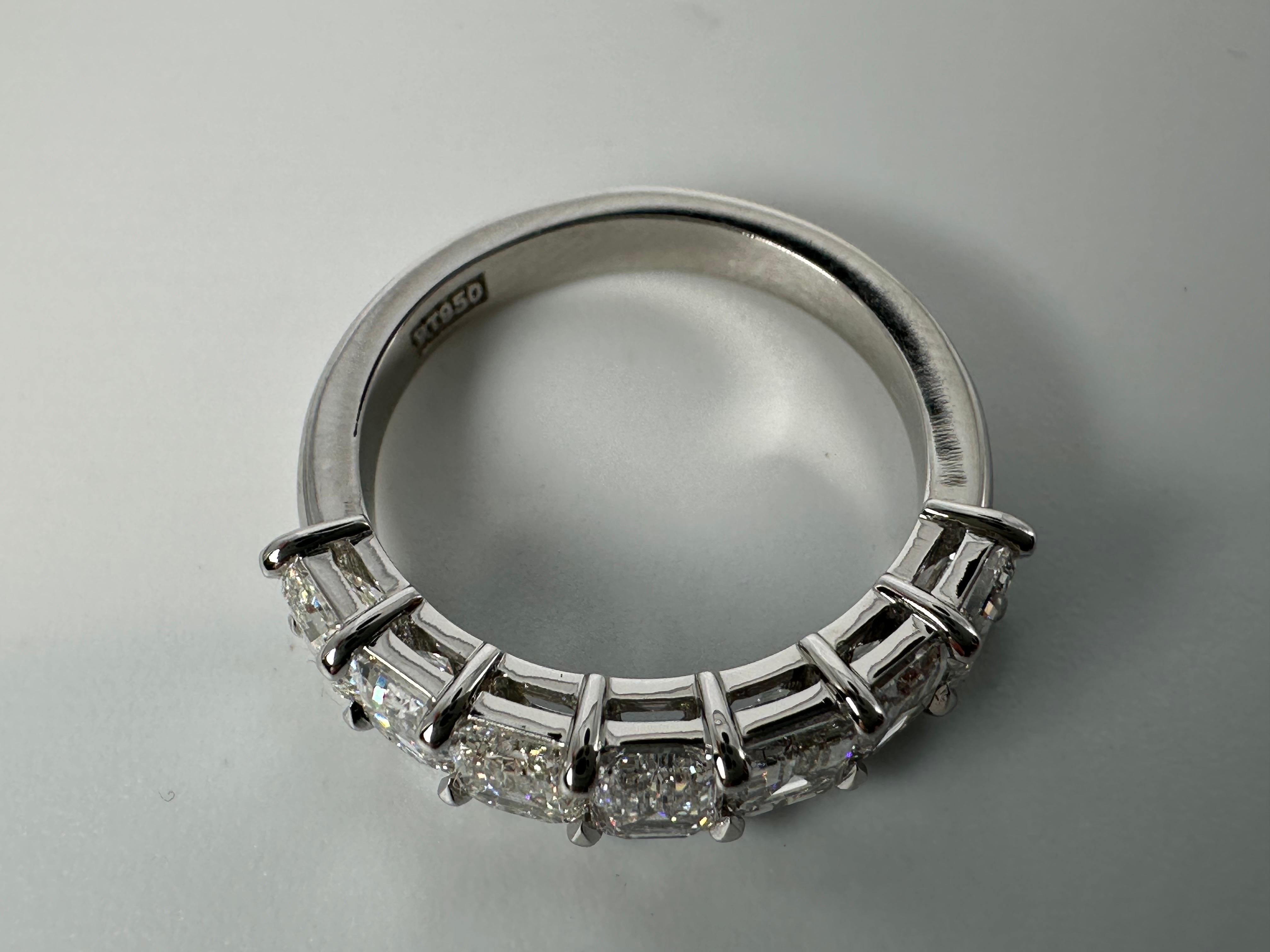 Emerald Cut Emerald cut wedding band in platinum VS diamonds F color For Sale