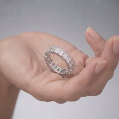 3.27ct Emerald Cut Diamond Eternity Band Ring in 18K White Gold