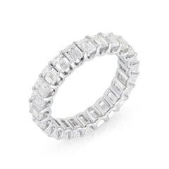 Emerald Cut White Diamond 18K White Gold Eternity Ring