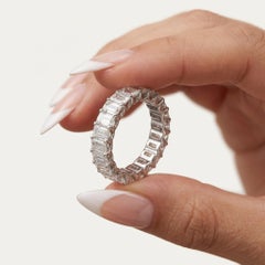 Emerald Cut White Diamond 18K White Gold Eternity Ring