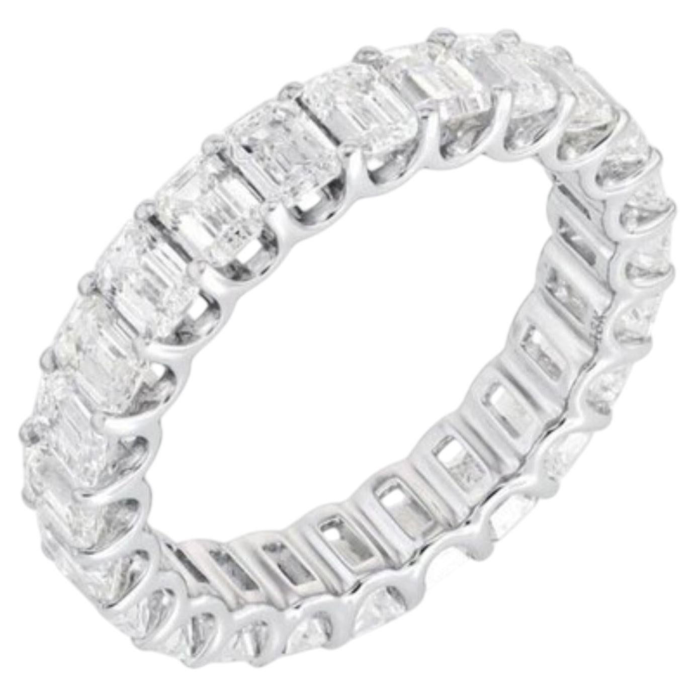4.51ct Emerald Cut Diamond Eternity Ring in 18K White Gold