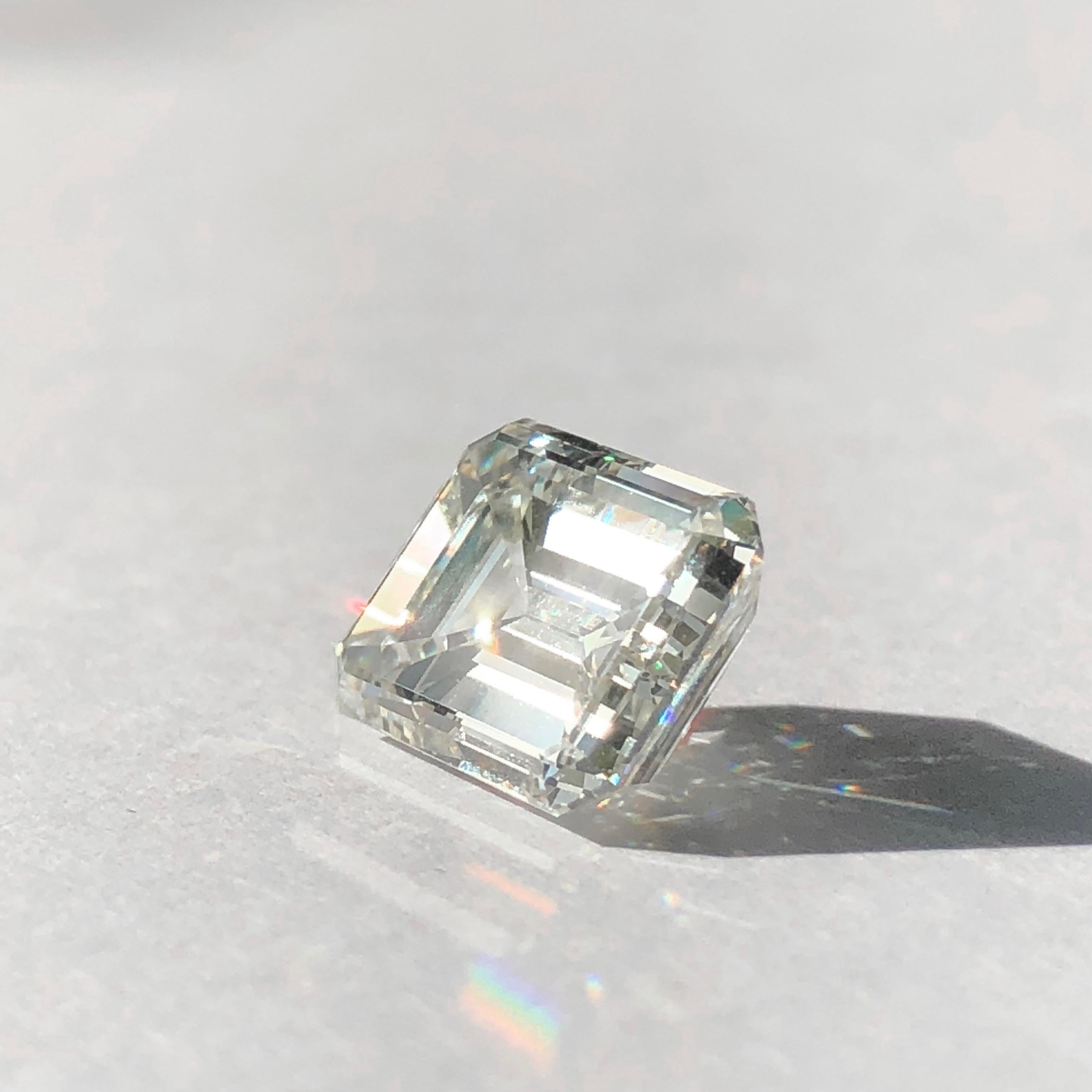 Women's or Men's Emerald Cut White Diamond J SI1 Bespoke  3.75ct EGL Certificate Engagement Ring 