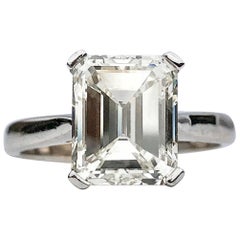 Emerald Cut White Diamond J SI1 Bespoke  3.75ct EGL Certificate Engagement Ring 