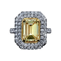 Emerald Cut Yellow Diamond Ring 4.01 Carats Plat/18KY GIA Certified