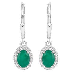 Orecchini a pendente con smeraldo 1,7 carati in argento placcato in rodio