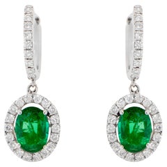 Emerald Dangle Earrings Diamonds 2.83 Carats 18K Gold
