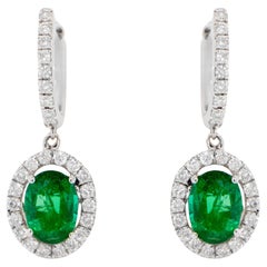 Pendientes Colgantes Esmeralda Diamantes 2,83 Quilates Oro 18K