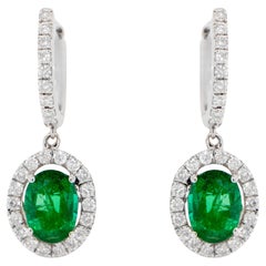 Emerald Dangle Earrings Diamonds 2.83 Carats 18K Gold