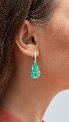 Smaragd Ohrringe Diamanten 6,6 Karat Silber