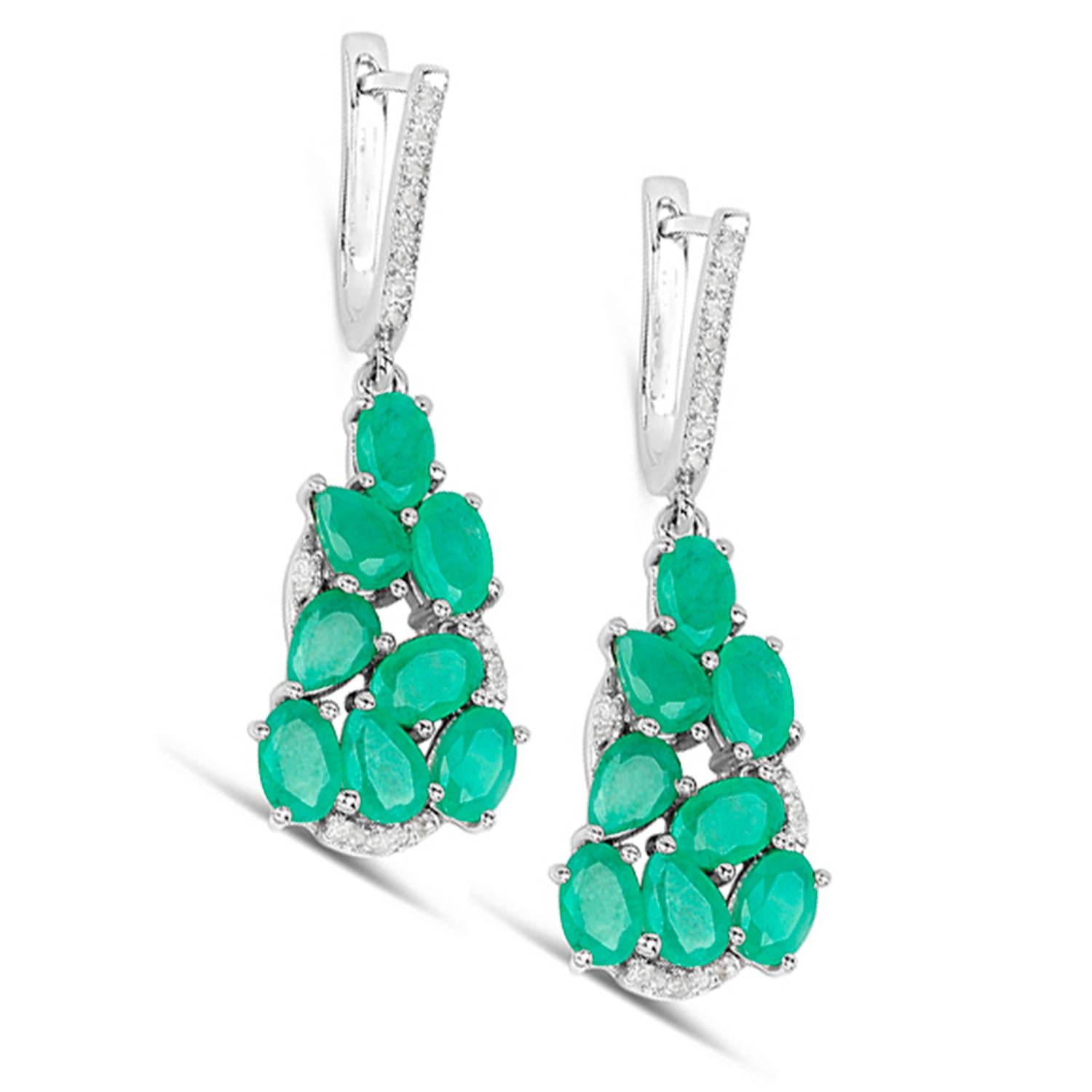 Orecchini a pendente con smeraldo Diamanti 6,6 carati A. Silver In condizioni ottime in vendita a Punta Gorda, FL