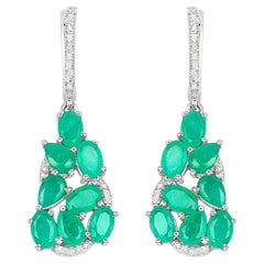Smaragd Ohrringe Diamanten 6,6 Karat Silber