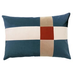 Emerald deep blue patchwork Velvet Deluxe Handmade Decorative Pillow