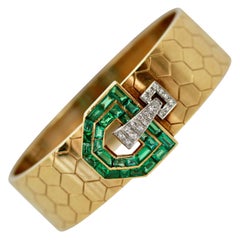 Emerald Diamond 14 Karat Bracelet Honeycomb Strap