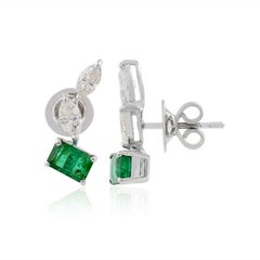 Emerald Diamond 14 Karat Gold Stud Earrings