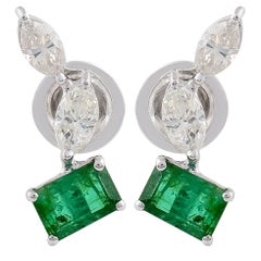 Ohrstecker mit Smaragd und Diamant aus 14 Karat Gold