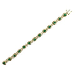 Emerald Diamond 14 Karat Yellow Gold Link Bracelet