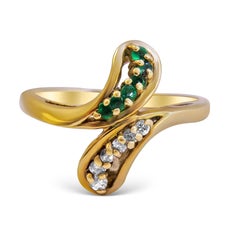 Emerald and Diamond 14 Karat Gold Ladies Ring