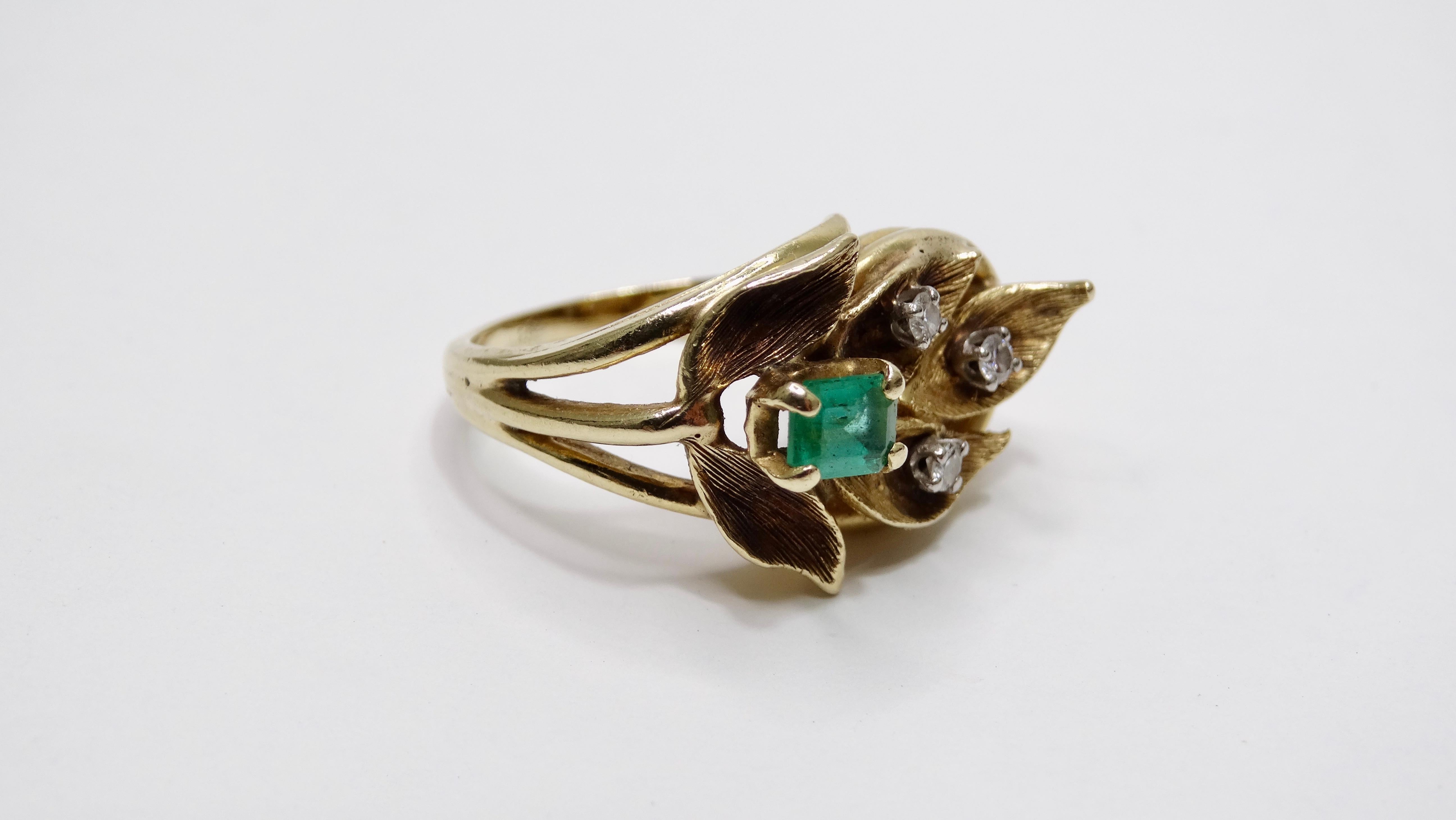 emerald leaf ring