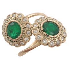 Emerald Diamond  14k Gold Ring Genuine Emerald Ring Certified Emerald Gemstone