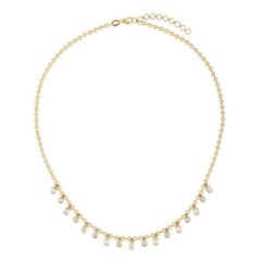 Emerald Diamond 14K (or 18k upon request) Yellow Gold Drop Necklace