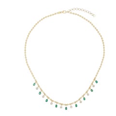 Emerald Diamond 14K (or 18k upon request) Yellow Gold Drop Necklace