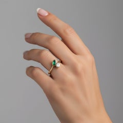 Emerald Diamond 14K (or 18k upon request) Yellow Gold Open Wrap Ring