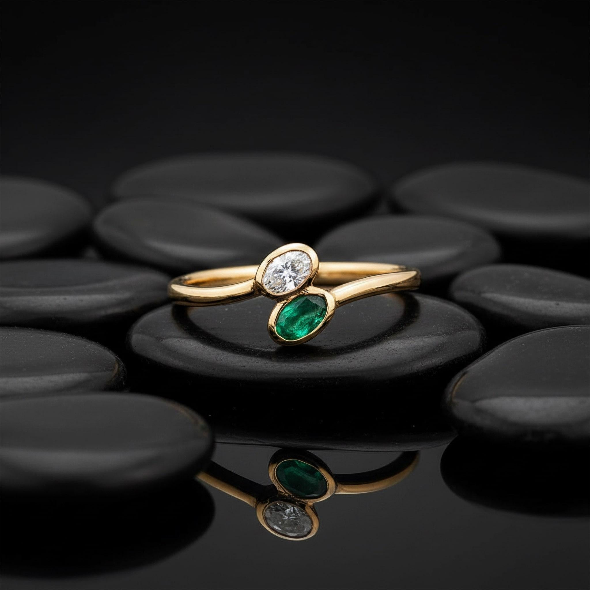 For Sale:  Emerald Diamond 14K (or 18k upon request) Yellow Gold Open Wrap Ring 3