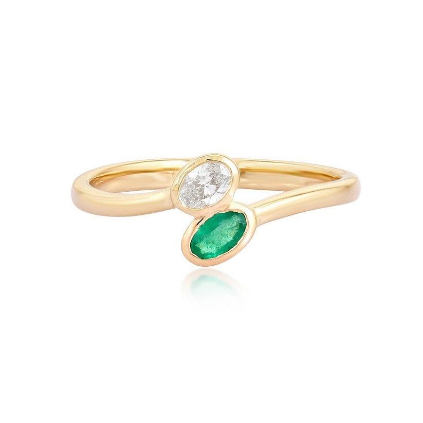 For Sale:  Emerald Diamond 14K (or 18k upon request) Yellow Gold Open Wrap Ring 4