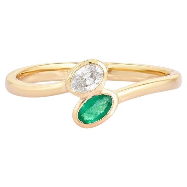 For Sale:  Emerald Diamond 14K (or 18k upon request) Yellow Gold Open Wrap Ring