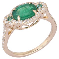 Emerald Diamond 14K (or 18k upon request) Yellow Gold Solitaire Ring
