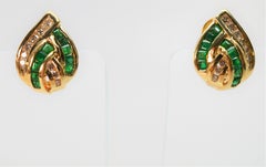 Emerald Diamond 14K Yellow Gold Knot Earrings
