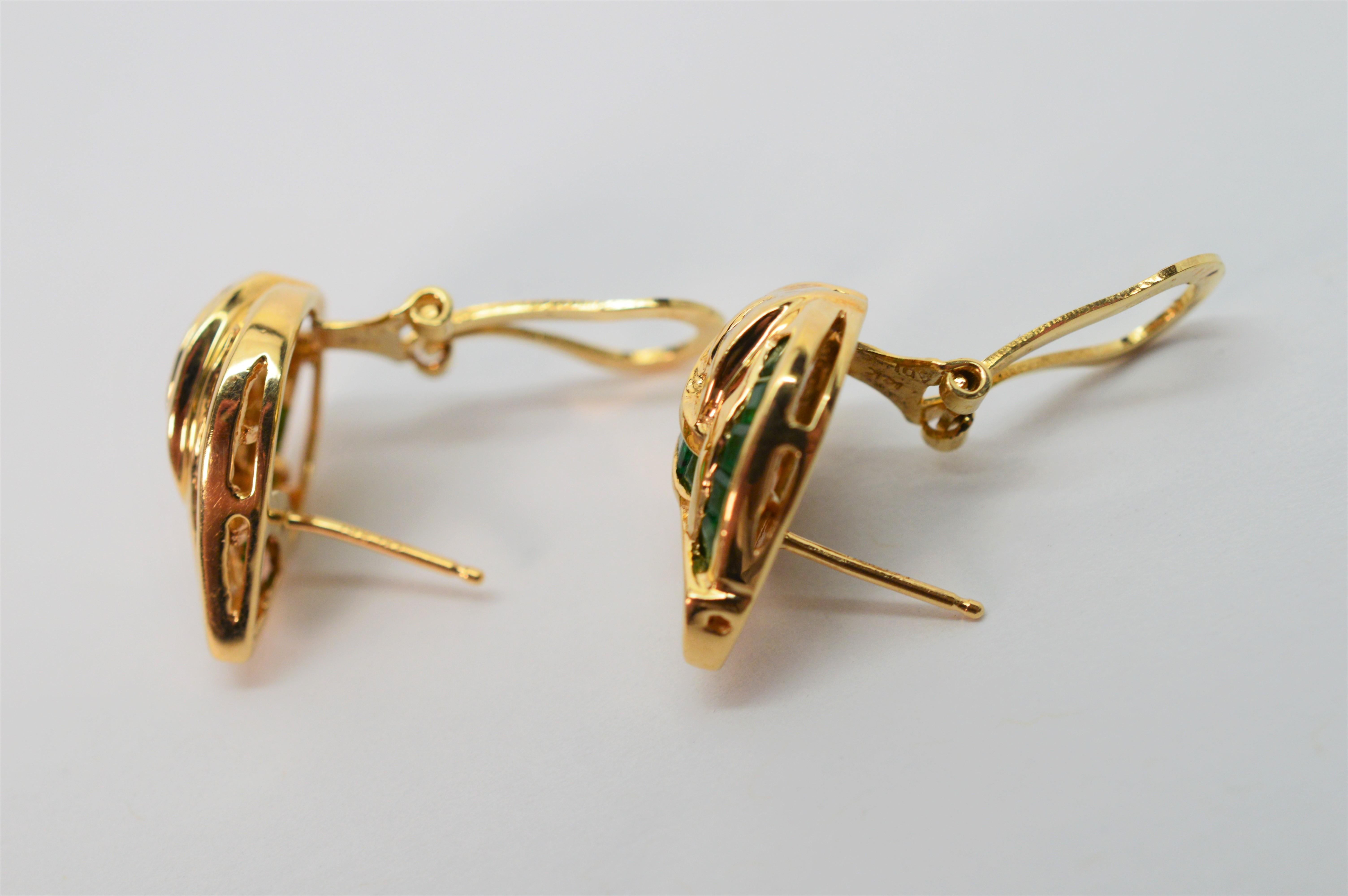 Women's Emerald Diamond 14K Yellow Gold Knot Earrings