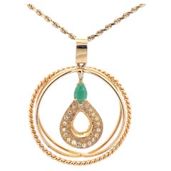 Emerald Diamond 14K Yellow Gold Statement Pendant Necklace