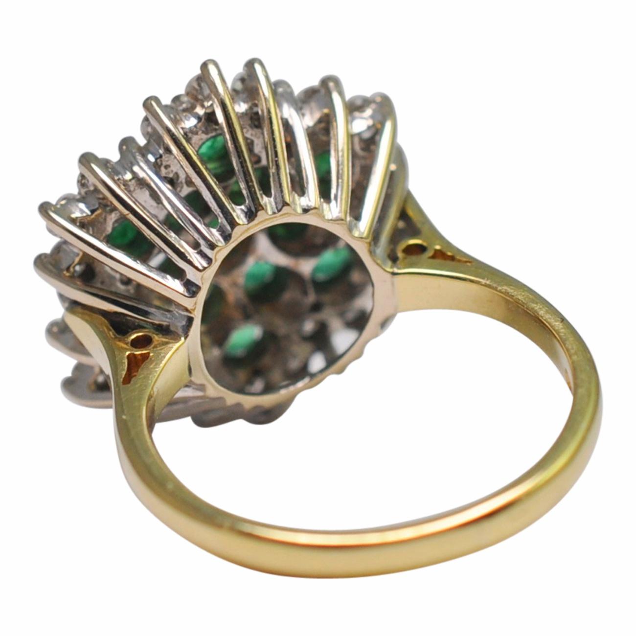 Emerald Diamond 18 Carat Gold Cluster Ring 2