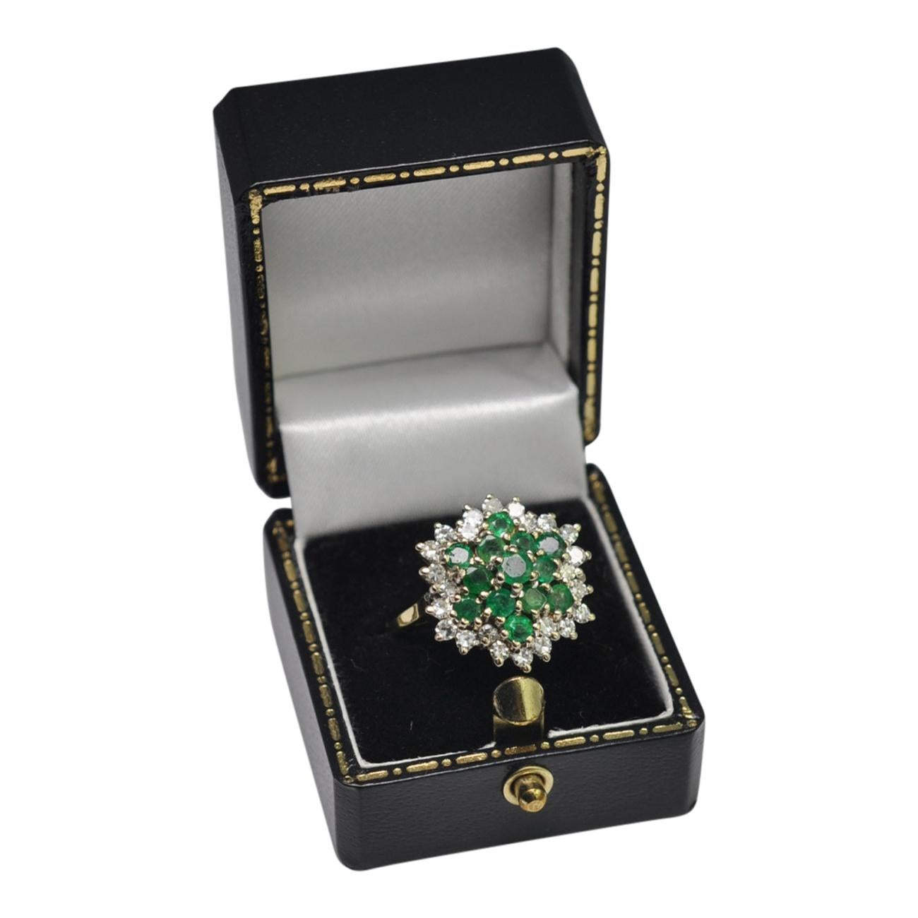Emerald Diamond 18 Carat Gold Cluster Ring 3