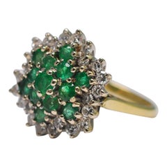 Vintage Emerald Diamond 18 Carat Gold Cluster Ring