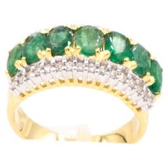 Smaragd-Diamant-Ring mit 18 k Bandring