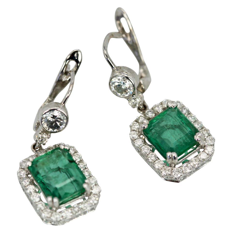 Master Set For Diamond 4.02 ct GIA Certified Emerald Diamond Drop Earrings by Premier Gem Corp ...