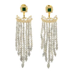 Emerald Diamond 18 Karat Gold Earrings