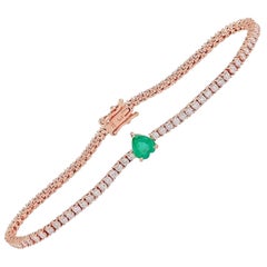 Emerald Diamond 18 Karat Gold Heart Bracelet