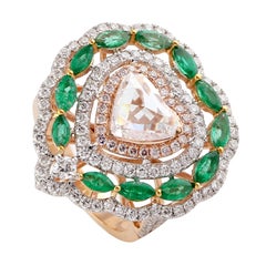 Emerald Diamond 14 Karat Gold Heart Ring