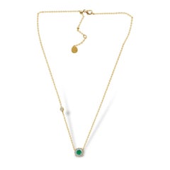 Emerald Diamond 18 Karat Gold Riviera Pendant Necklace