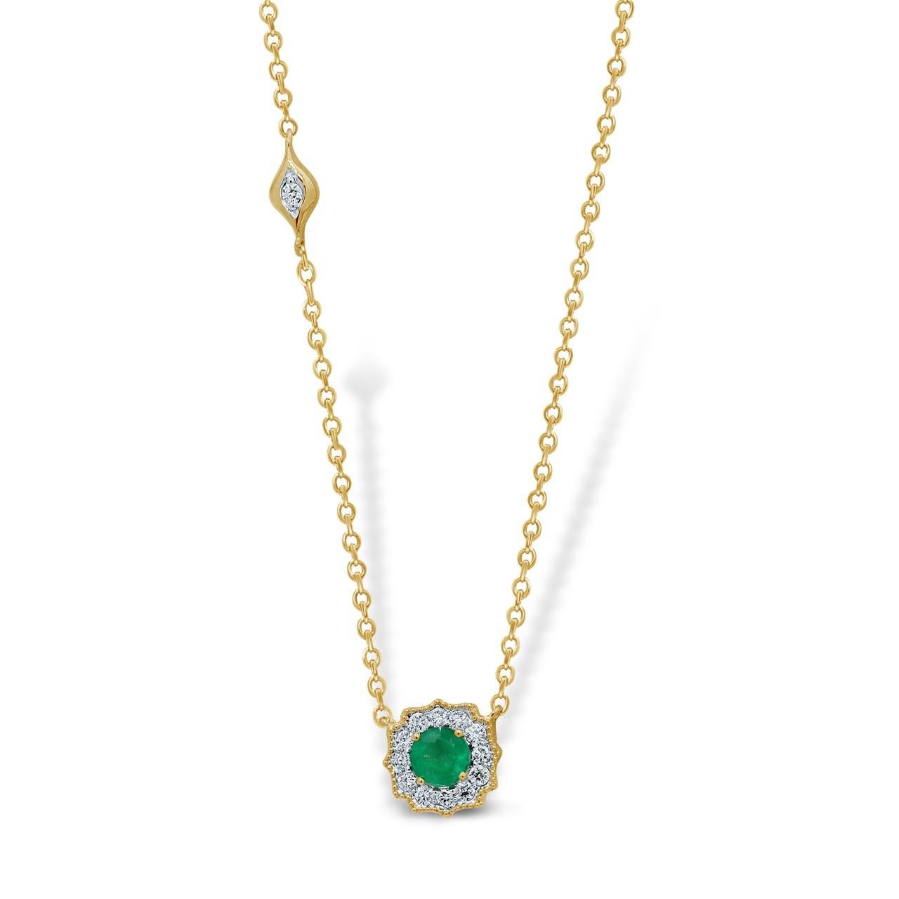 Rose Cut Emerald Diamond 18 Karat Gold Riviera Pendant Necklace For Sale