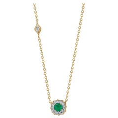 Collier pendentif Riviera en or 18 carats avec émeraudes et diamants