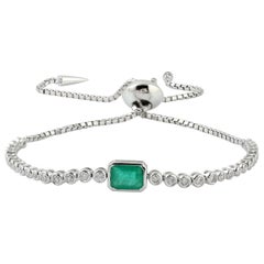 Bracciale tennis con smeraldo e diamante in oro 18 carati