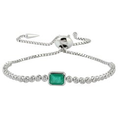 Emerald Diamond 18 Karat Gold Slider Tennis Bracelet